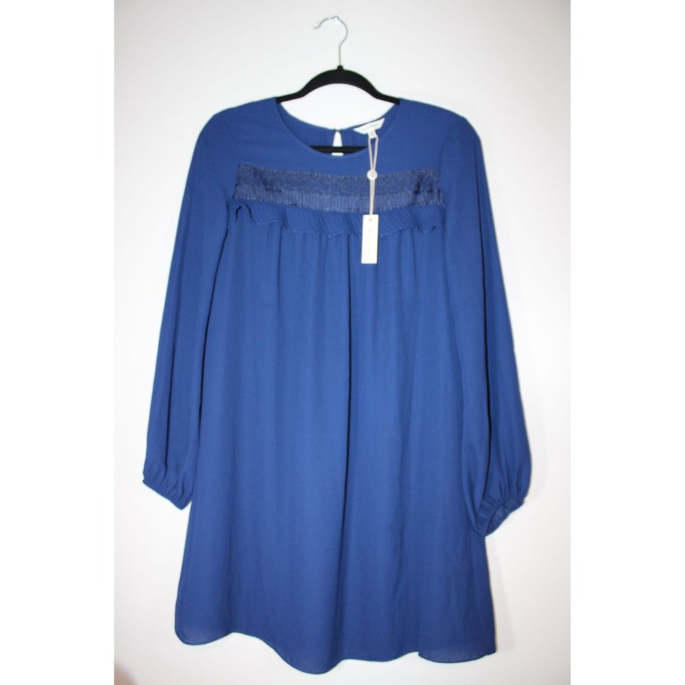 NWT Max Studio XS Extra Small Navy Blue 3/4 Sleeve Shift Dress MSRP $158